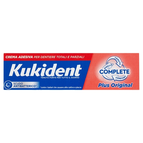 Kukident Complete Plus Original Crema Adesiva per Dentiere Totali e Parziali 35 g